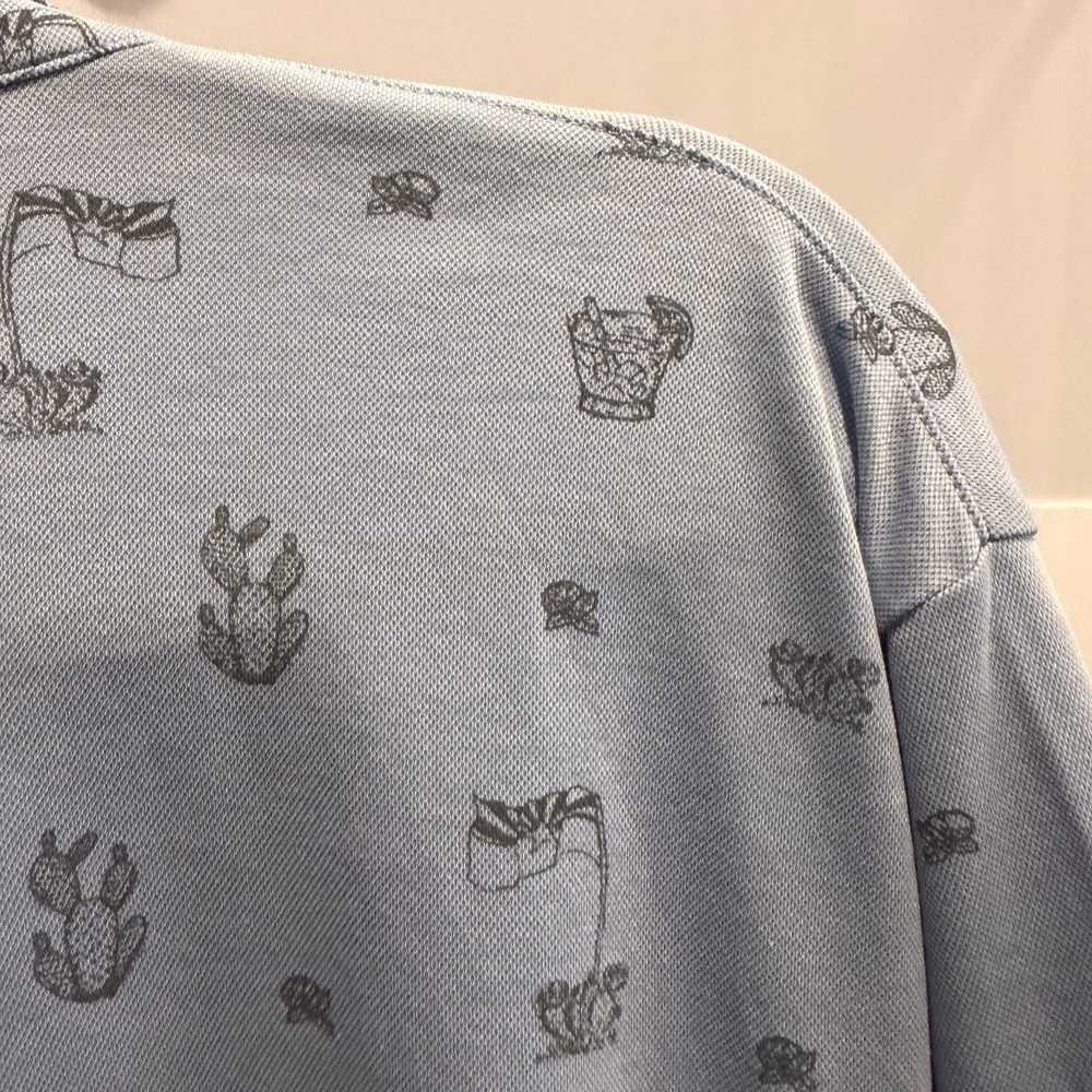 Travis Mathew LOT of Two Polo Shirts XL Gray White Colorblock, Blue Cactus Print - Picture 12 of 12